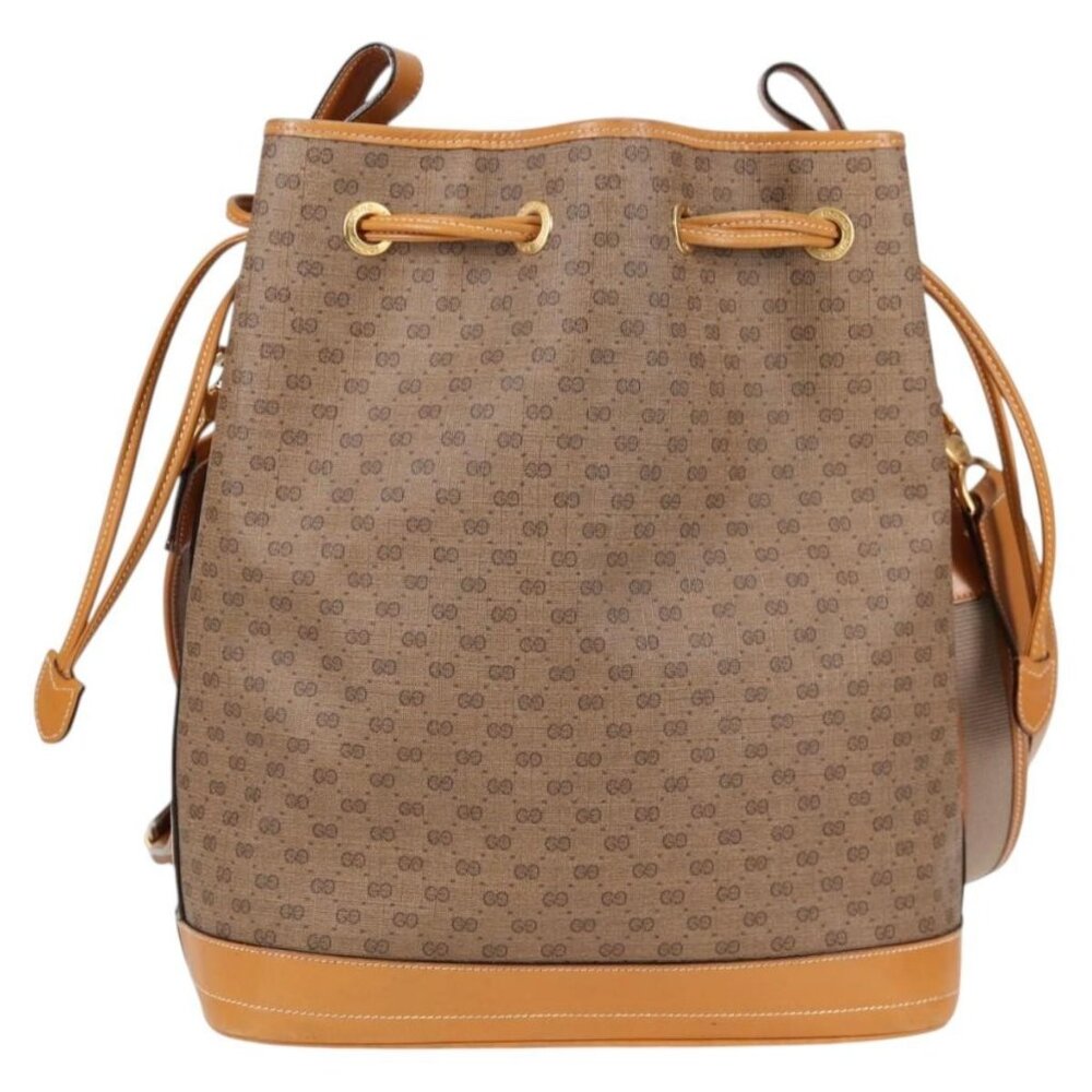 GUCCI Micro GG Supreme Shoulder Bag PVC Beige Gold Auth - Picture 3 of 16